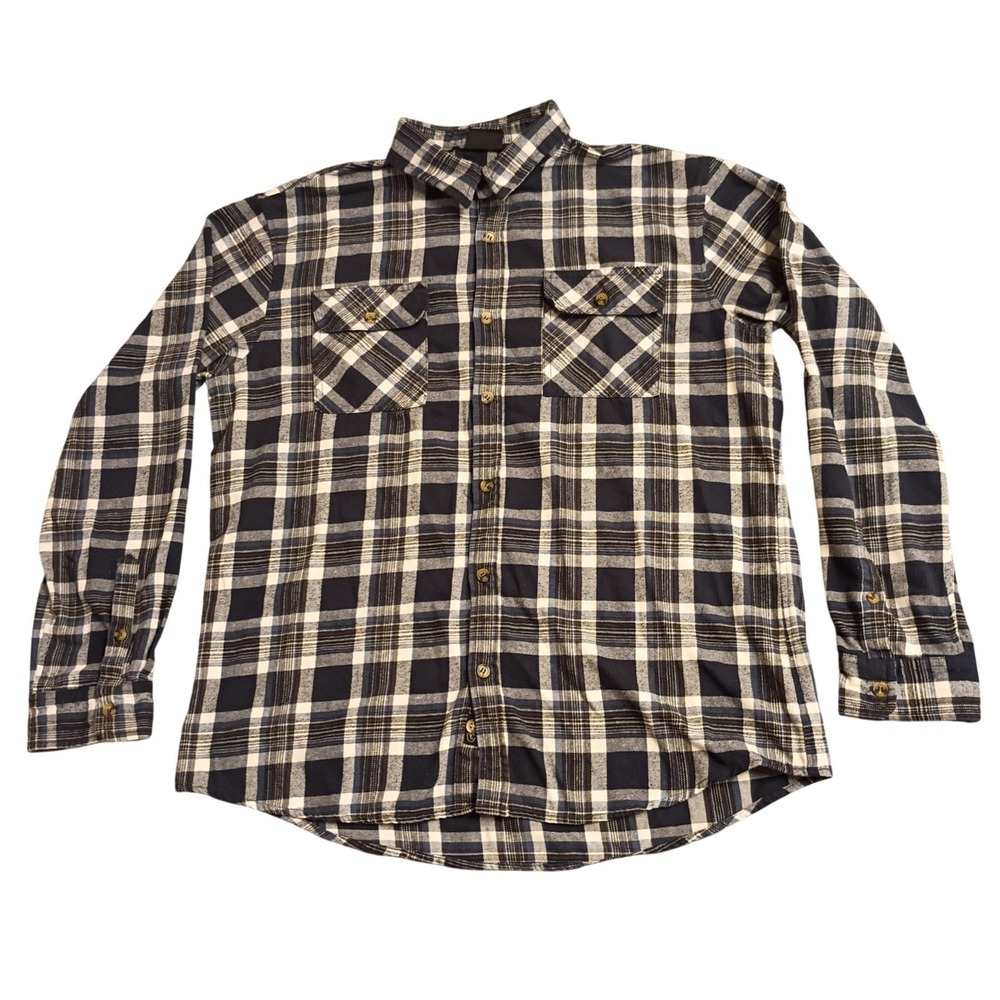 Burnside Flannel Shirt Mens XL Blue White Plaid Long Sleeve BA8283 Button Down